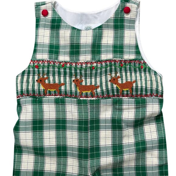 Reindeer Smocked Jon Jon - Christmas Holiday Collections Rompers - Picture 4 of 6
